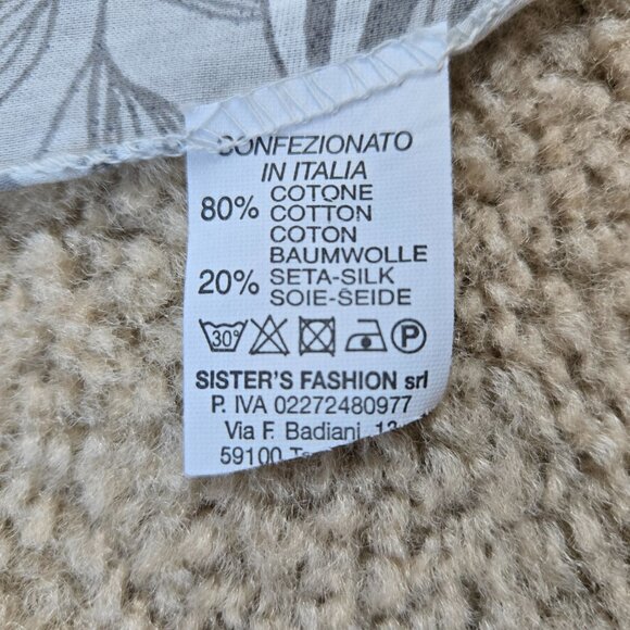 Cotton Silk Lightweight Floral Scarf Angled Ends Grey Blue Italy - Picture 9 of 10